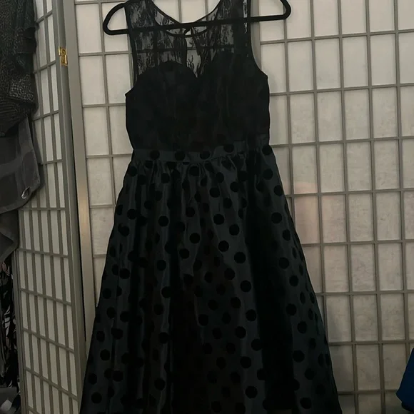 Modcloth | Dresses | Modcloth Dainty Retro Babyblack Polka Dot And Lace Party  Dress M Vguc | Poshmark